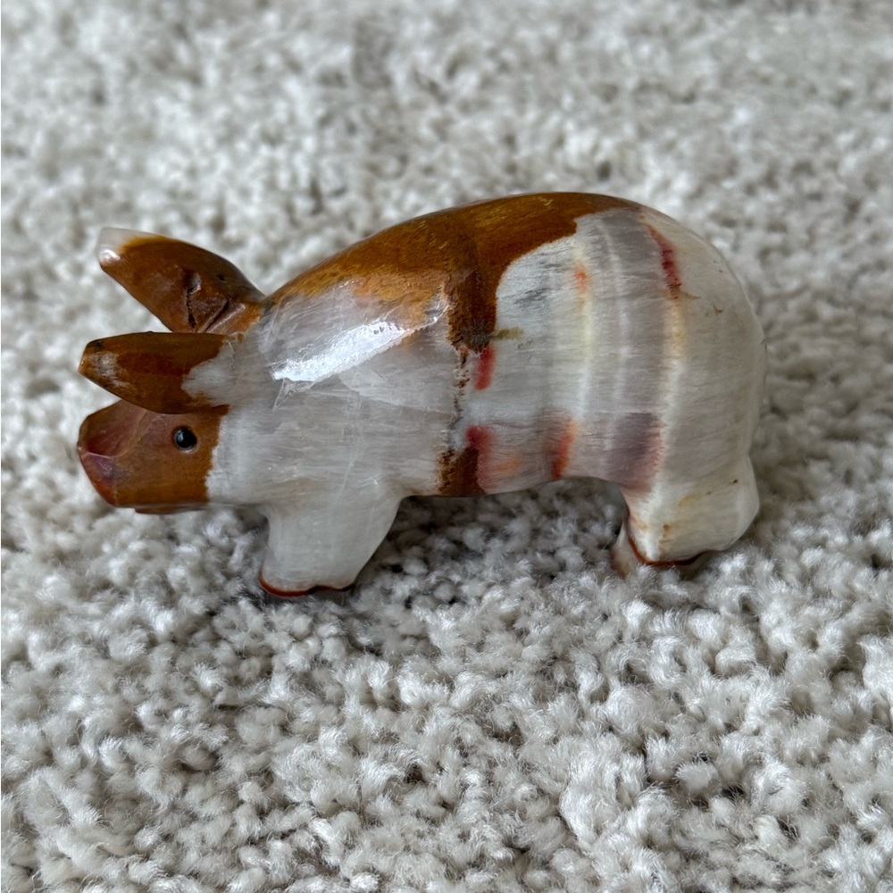 Vintage Handcrafted Stone Pig Figurine